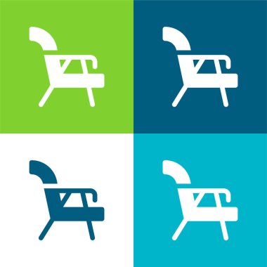 Armchair Flat four color minimal icon set clipart
