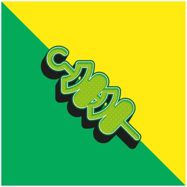 Barbekü Yeşil ve Sarı Modern 3D vektör simgesi logosu