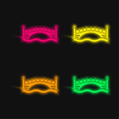 Köprü dört renk parlayan neon vektör simgesi