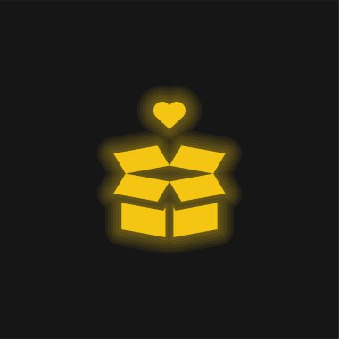 Box yellow glowing neon icon clipart