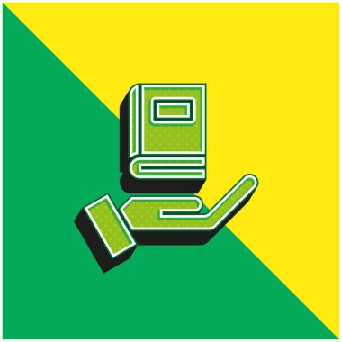 Kitap Yeşil ve Sarı Modern 3D vektör simgesi logosu