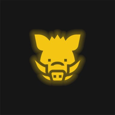 Boar yellow glowing neon icon clipart