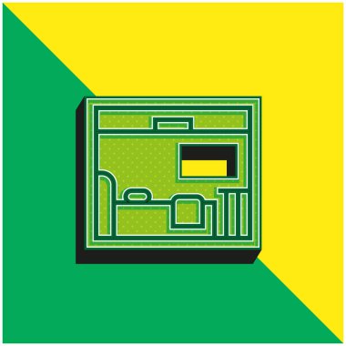 Yatak odası Yeşil ve sarı modern 3D vektör simgesi logosu