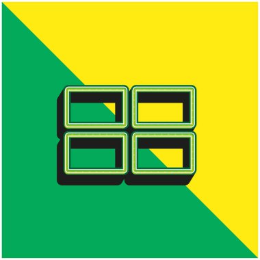 4 Dikdörtgen Yeşil ve Sarı 3D vektör simgesi