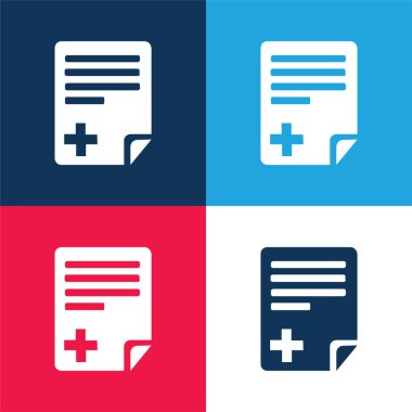 Dosya mavi ve kırmızı dört renk minimal simgesi seti ekle