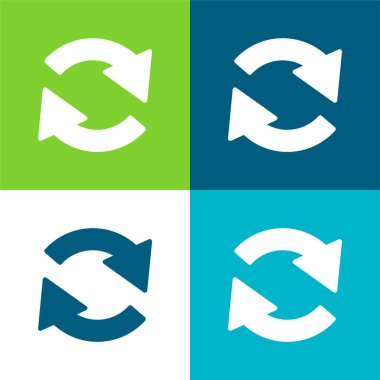 Saat Yönünde Dönen İki Okun Çemberi Düz Düz 4 renk simgesi seti