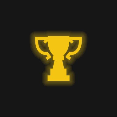 Award Trophy Cup Silhouette Of Big Size yellow glowing neon icon clipart