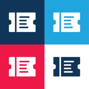 Biniş kartı mavi ve kırmızı dört renk minimal simge seti