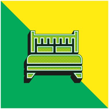 Yatak Yeşil ve Sarı Modern 3D vektör simgesi logosu