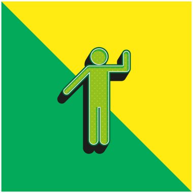 Basit Siluet Yeşil ve Sarı 3D vektör simgesi