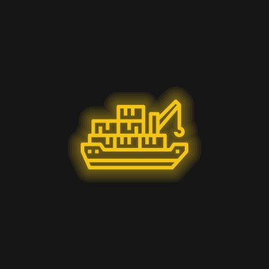 Barge yellow glowing neon icon clipart