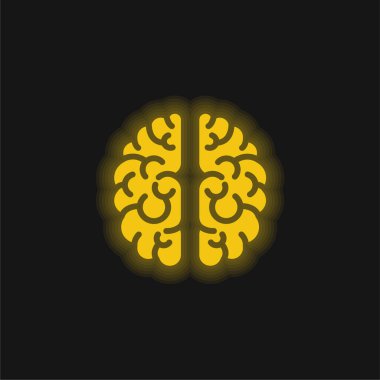 Beyin sarısı parlak neon simgesi