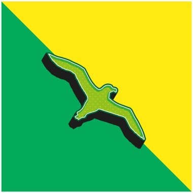 Bird Albatross Flying Shape Green and yellow modern 3d vector icon logo clipart