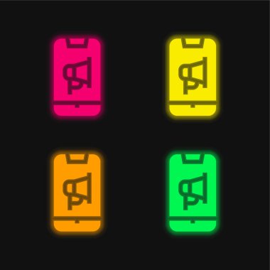 Reklam dört renk parlayan neon vektör simgesi