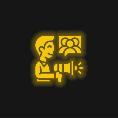 Sarı parlayan neon ikon reklamı