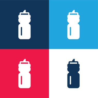 Şişe mavi ve kırmızı dört renk minimal simge kümesi