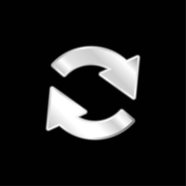 Saat Yönünde Dönen İki Okun Çemberi gümüş kaplama metalik simge