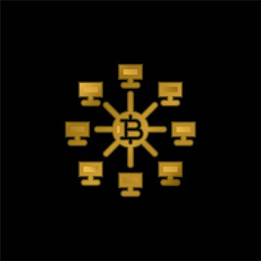 Bitcoins altın kaplama metalik simge veya logo vektörü