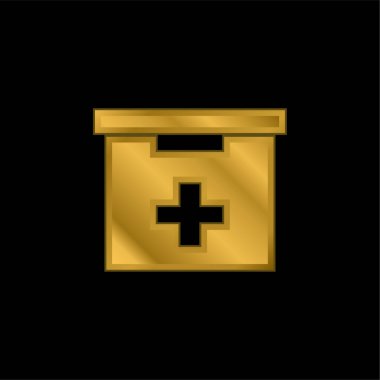 Banyo İlk Yardım Çantası Altın kaplama metalik simge veya logo vektörü
