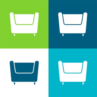 Koltuk Düz 4 renk simgesi seti