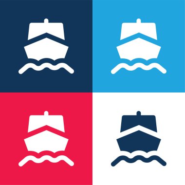 Tekne mavi ve kırmızı dört renk minimal simge kümesi