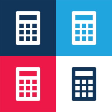 Temel Hesaplayıcı mavi ve kırmızı dört renk minimal simgesi seti