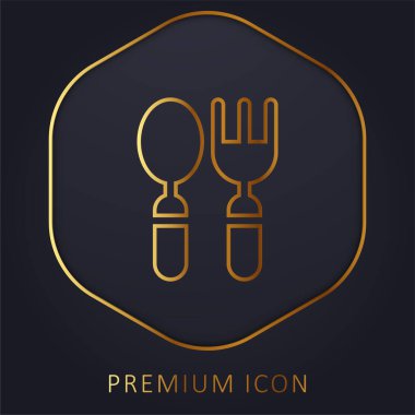 Bebek çatal bıçak, altın çizgi prim logosu veya simgesi