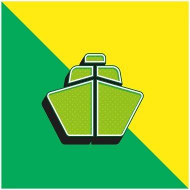 Tekne Yeşil ve Sarı modern 3D vektör simgesi logosu