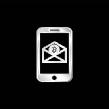 Bitcoin E- posta Mobil Telefon gümüş kaplamalı metalik simge