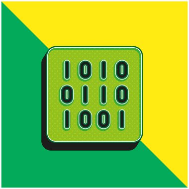 İkili Kod Yeşil ve Sarı Modern 3D vektör simgesi logosu