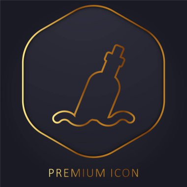 Şişe altın çizgisi prim logosu veya simgesi