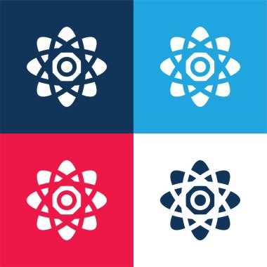Atom mavi ve kırmızı dört renk en küçük simge kümesi