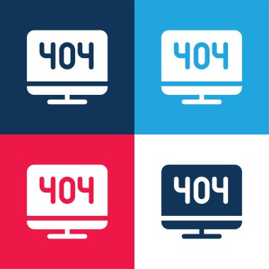 404 Error blue and red four color minimal icon set clipart