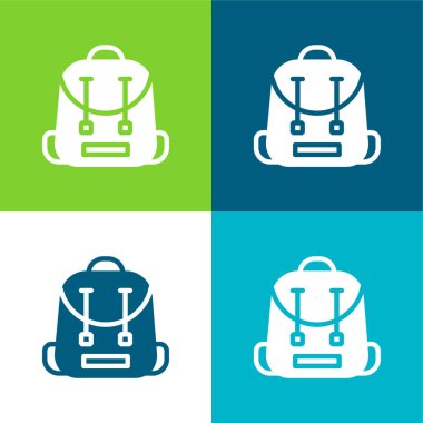 Sırt çantası Düz 4 renk minimal simgesi seti