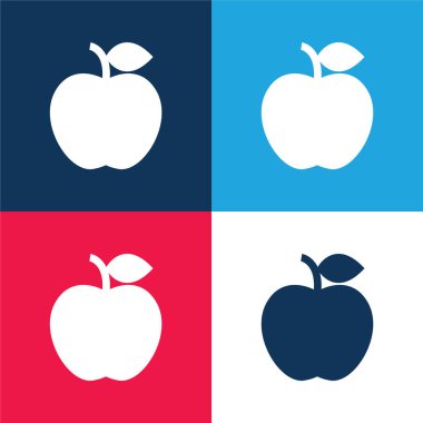 Apple blue and red four color minimal icon set clipart