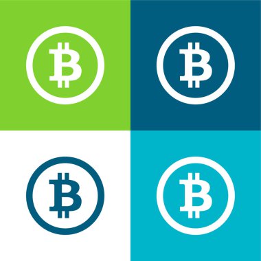 Bitcoin Düz 4 renk minimal simge kümesi