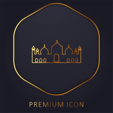 Badshahi Mosque golden line premium logo or icon clipart