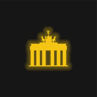 Brandenburg Gate yellow glowing neon icon clipart