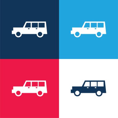 All Terrain Vehicle blue and red four color minimal icon set clipart