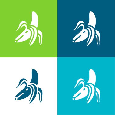 Muz Düz 4 renk simgesi seti