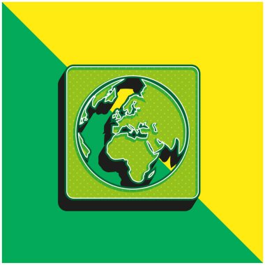 Asmallworld Logosu Yeşil ve Sarı 3D vektör simgesi