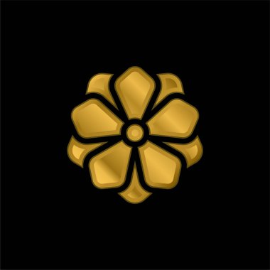 Anemone gold plated metalic icon or logo vector clipart