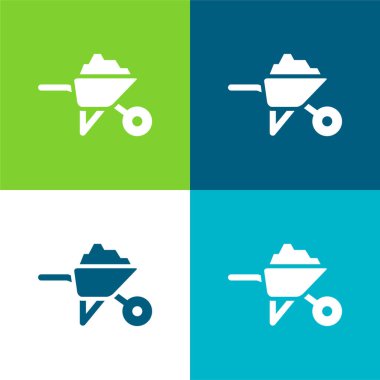 Barrow With Construction Materials Flat four color minimal icon set clipart