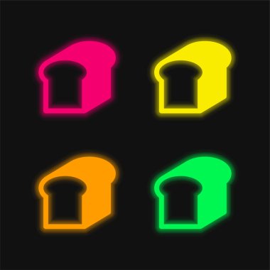 Ekmek dört renk parlayan neon vektör simgesi