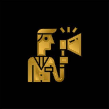 Altın kaplama metalik simge veya logo vektörü reklamı