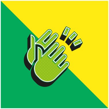 Alkışlar Yeşil ve Sarı modern 3D vektör simgesi logosu
