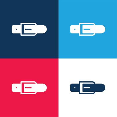 Belt blue and red four color minimal icon set clipart
