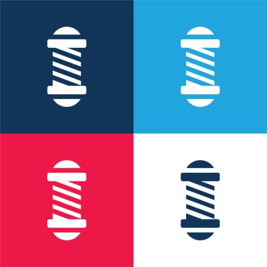 Güzellik Salonu mavi ve kırmızı dört renk simgesi seti