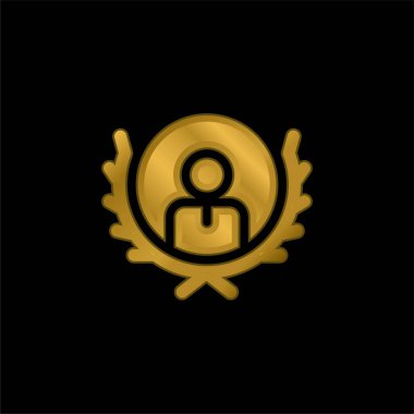 Altın kaplama metalik simge veya logo vektörü ödülü