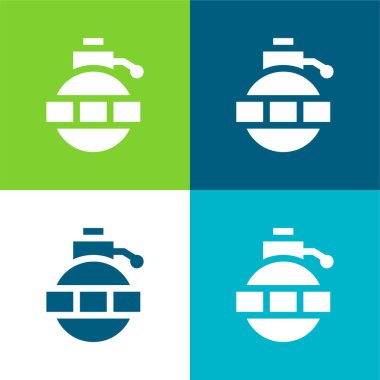 Bomba Düz 4 renk en küçük simge seti